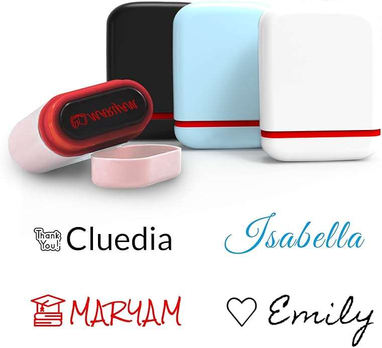 Syntix Custom Name Stamp - Personalized Signature Stamps Self Inking for Business Work, Date Label, Office, Teacher Gifts (Name Stamp) - Image 1