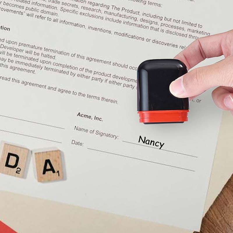 Syntix Custom Name Stamp - Personalized Signature Stamps Self Inking for Business Work, Date Label, Office, Teacher Gifts (Name Stamp) - Image 5