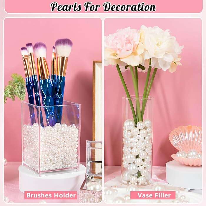 2000PCS Pearls for Crafting, Ivory No Hole Beads for Centerpieces Vases, Assorted Sizes Bulk Fake Pearls Beads for Vase Filler, Candles Centerpiece, DIY Crafts, Jewelry Making (4/6/8/10/14/20mm) - Image 4