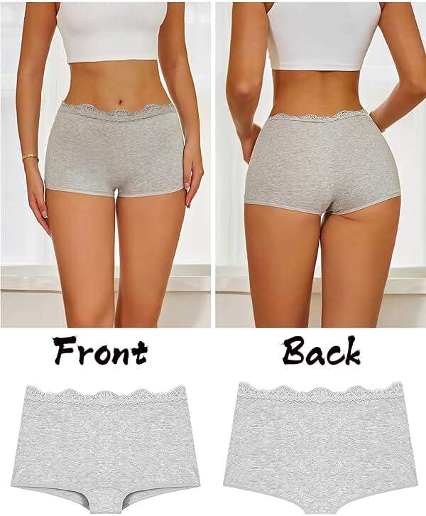 UNDER THE SEA Boy Shorts Underwear for Women Cotton Boxer Briefs Full Covreage Lace Boyshort Womens Panties 6 Pack - Image 2