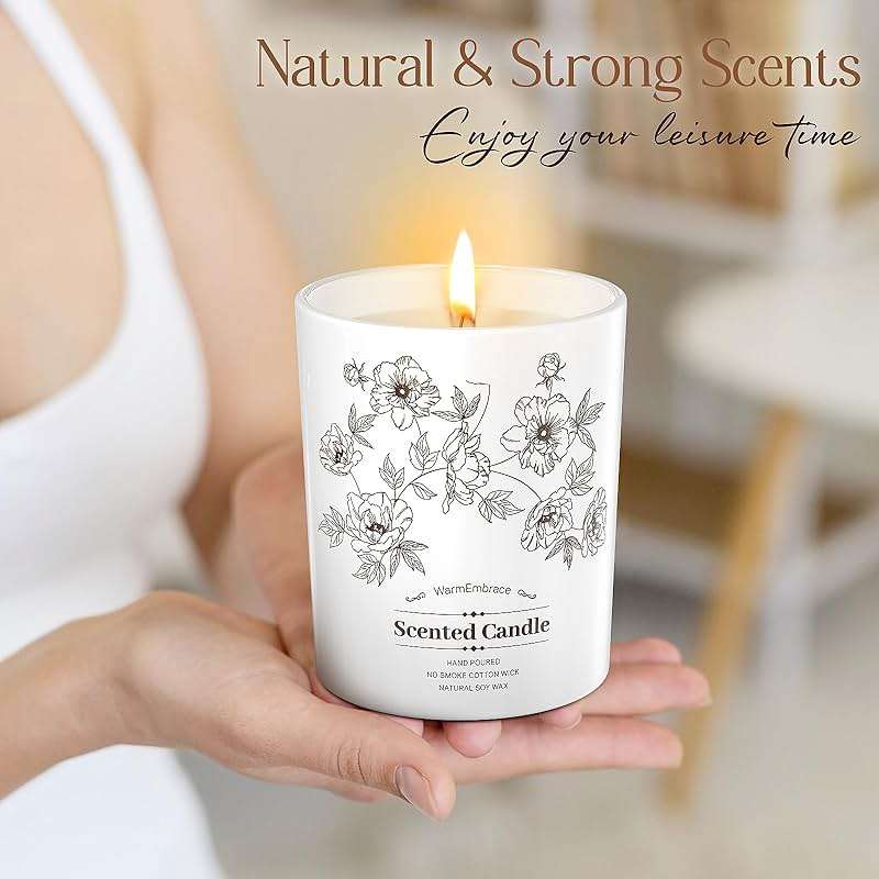 Deluxe Scented Candle for Women & Men, Vanilla Coconut Soy Wax Candle, 8 Oz Jar Candle for Home, Scented-60 Hours Long Lasting Burning, Suitable Gift for Mom - Image 4