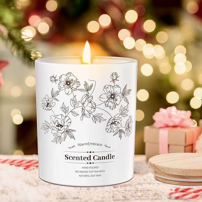 Deluxe Scented Candle for Women & Men, Vanilla Coconut Soy Wax Candle, 8 Oz Jar Candle for Home, Scented-60 Hours Long Lasting Burning, Suitable Gift for Mom - Image 5