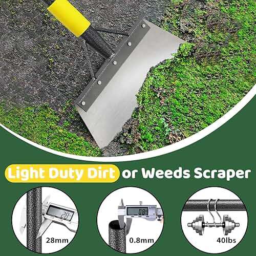 Garden Flat Shovel - Floor Scraper, 60" Multifunctional Garden Cleaning Shovels, Heavy Duty Floor Scrapers Long Handle,Metal Weeding Scraper for Lawn Edging, Snow Ice Removal,Snow Ice Scraper - Image 5
