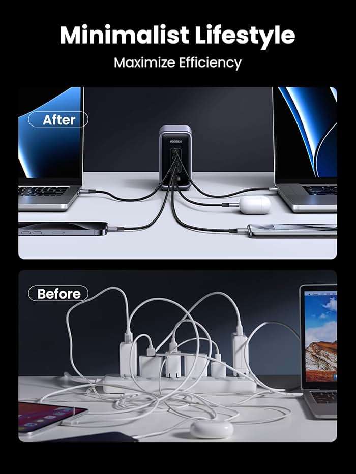 UGREEN Nexode 300W GaN Charging Station, 5-Port 140W Max Desktop Charger Compatible with MacBook Pro/Air/Neo, Dell XPS, iPhone 17/16/15, Galaxy S26/S25/S24, Pixel 10/9, iPad Air/Pro, Steam Deck - Image 8