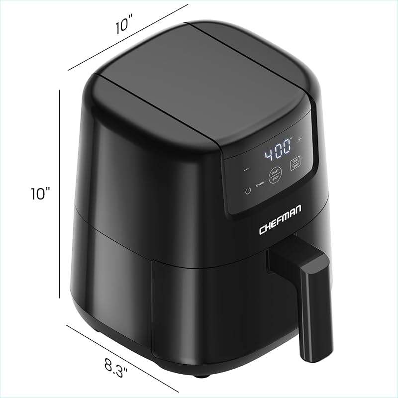 CHEFMAN 2 Qt Mini Air Fryer – Digital Space-Saving Compact Air Fryer with Nonstick and Dishwasher Safe Basket, Quick & Easy Meals in Minutes, Features Digital Timer and Shake Reminder – Black - Image 3