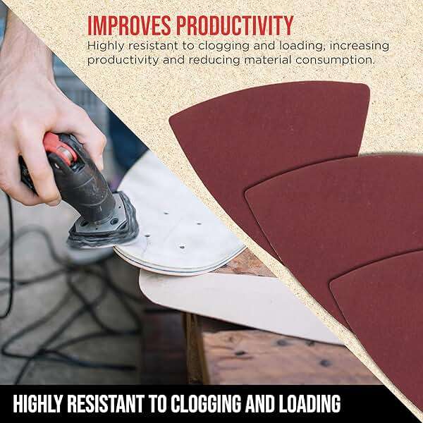 ProductionShop Premium 400 Grit Triangle Mouse Detail Sander Sandpaper Sheets, Box of 45 - Hook & Loop, Triangular Shaped Mouse Disc Pads - Oscillating Multi-Tools - Woodworking, Sand Furniture Paint - Image 5
