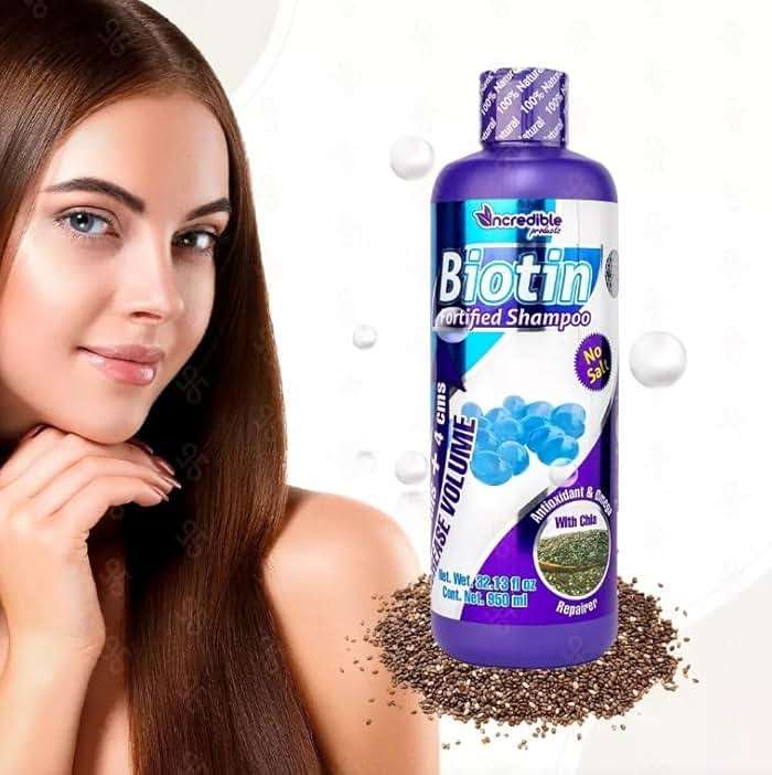 LABS INCREDIBLE Biotina Fortified Shampoo (JUMBO SIZE 32oz). Blueberry Fragrance, with Biotin, Chia, Wheat Germ - Image 2