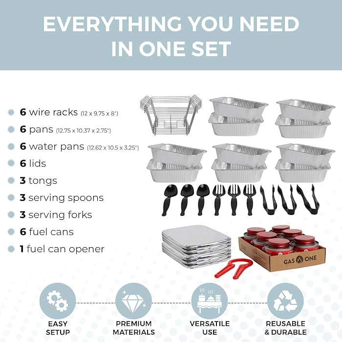 Alpha Living 6 Pack - Disposable Chafing Dish Buffet Set, Half Size Pans, Welded Body Food Warmers for Parties, Fuel Cans Complete Set, Warming Trays - Image 5