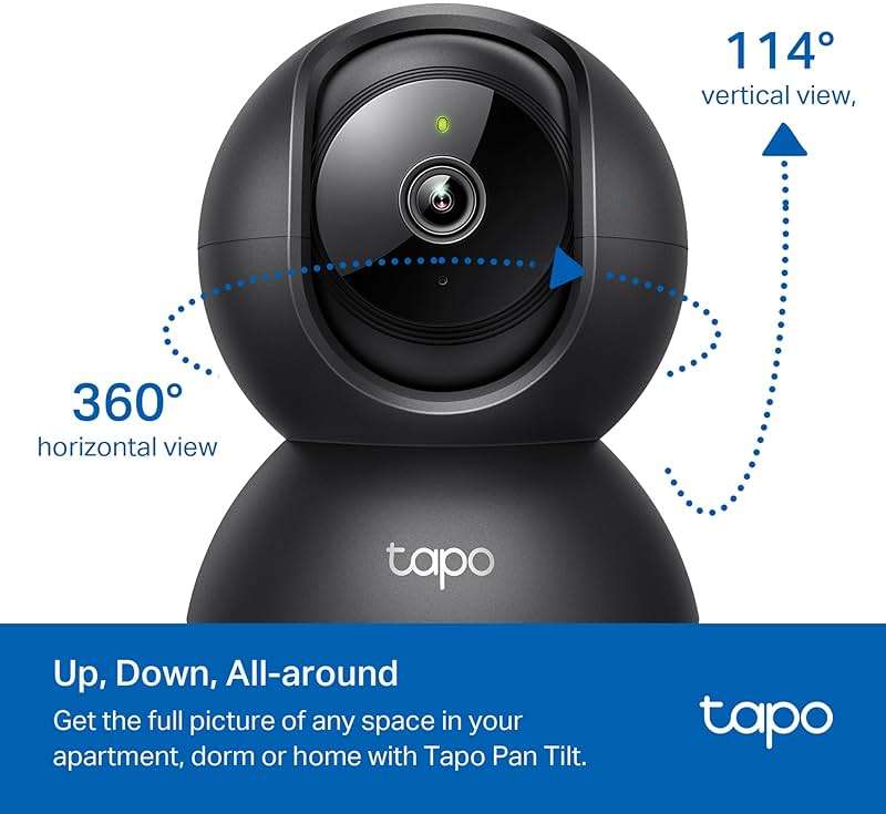 Tapo 1080P Indoor Pan/Tilt Wired Security Camera - Works as a Baby & Pet Monitor, Motion Detection, 2-Way Audio, Siren, Night Vision, Subscription-Free Local Storage or Optional Cloud, Black, C201 - Image 4