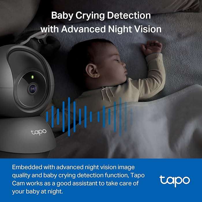 Tapo 1080P Indoor Pan/Tilt Wired Security Camera - Works as a Baby & Pet Monitor, Motion Detection, 2-Way Audio, Siren, Night Vision, Subscription-Free Local Storage or Optional Cloud, Black, C201 - Image 5