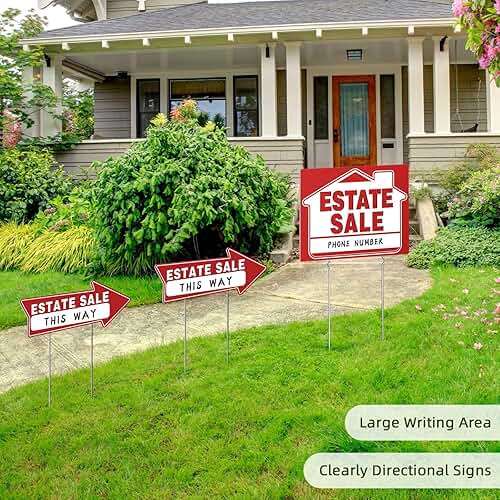 14Pcs Estate Sale Signs,17" x 13",Estate Sale Arrows Yard Sign Double Sided wth Metal Stake, Yard Sale Pricing Stickers,Directional Arrows & Fluorescent Neon Stickers - Image 5