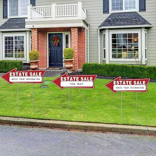 14Pcs Estate Sale Signs,17" x 13",Estate Sale Arrows Yard Sign Double Sided wth Metal Stake, Yard Sale Pricing Stickers,Directional Arrows & Fluorescent Neon Stickers - Image 6