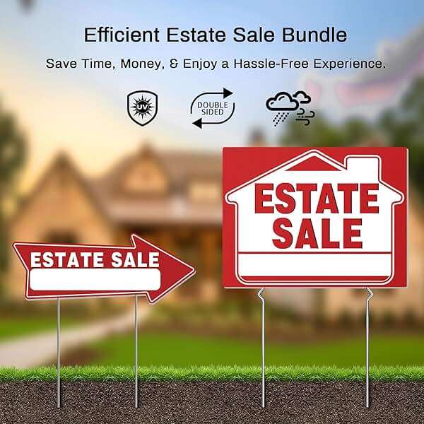 14Pcs Estate Sale Signs,17" x 13",Estate Sale Arrows Yard Sign Double Sided wth Metal Stake, Yard Sale Pricing Stickers,Directional Arrows & Fluorescent Neon Stickers - Image 7
