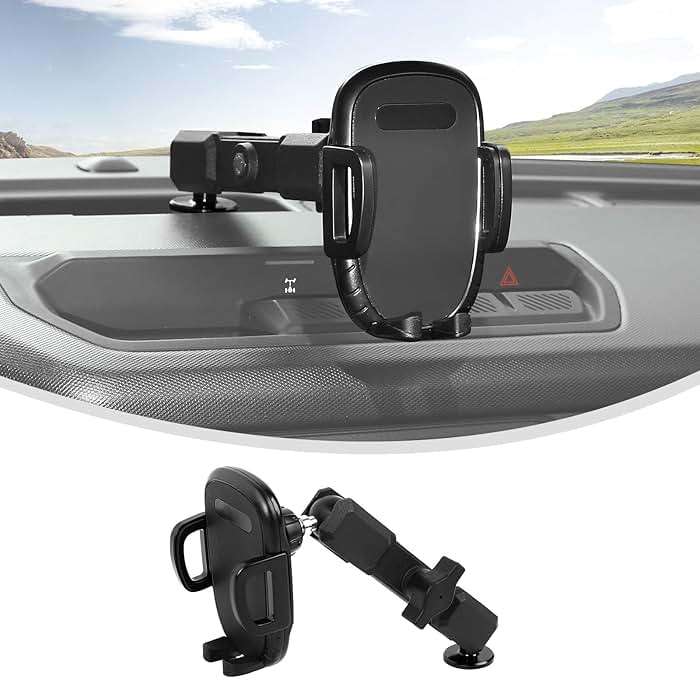Linskip Dashboard Universal Phone Mount & Smart Phone Holder for 2021-2026 Ford Bronco Raptor & Bronco Accessories 2/4 Door, Rotates Vertical and Horizontal, One-Hand Operation, Interior Accessories - Image 2