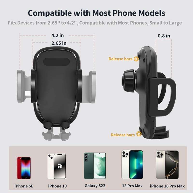 Linskip Dashboard Universal Phone Mount & Smart Phone Holder for 2021-2026 Ford Bronco Raptor & Bronco Accessories 2/4 Door, Rotates Vertical and Horizontal, One-Hand Operation, Interior Accessories - Image 3