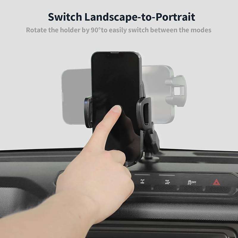 Linskip Dashboard Universal Phone Mount & Smart Phone Holder for 2021-2026 Ford Bronco Raptor & Bronco Accessories 2/4 Door, Rotates Vertical and Horizontal, One-Hand Operation, Interior Accessories - Image 4