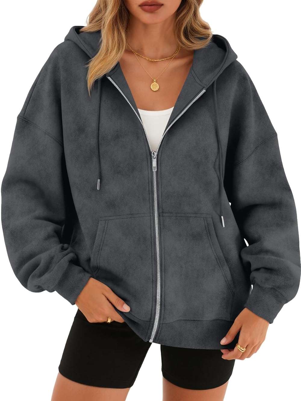 Trendy Queen Zip Up Hoodies for Women Oversized Acid Wash Sweatshirt Winter Fashion Jacket Cute Y2k Fall teen girls pullover - Image 1