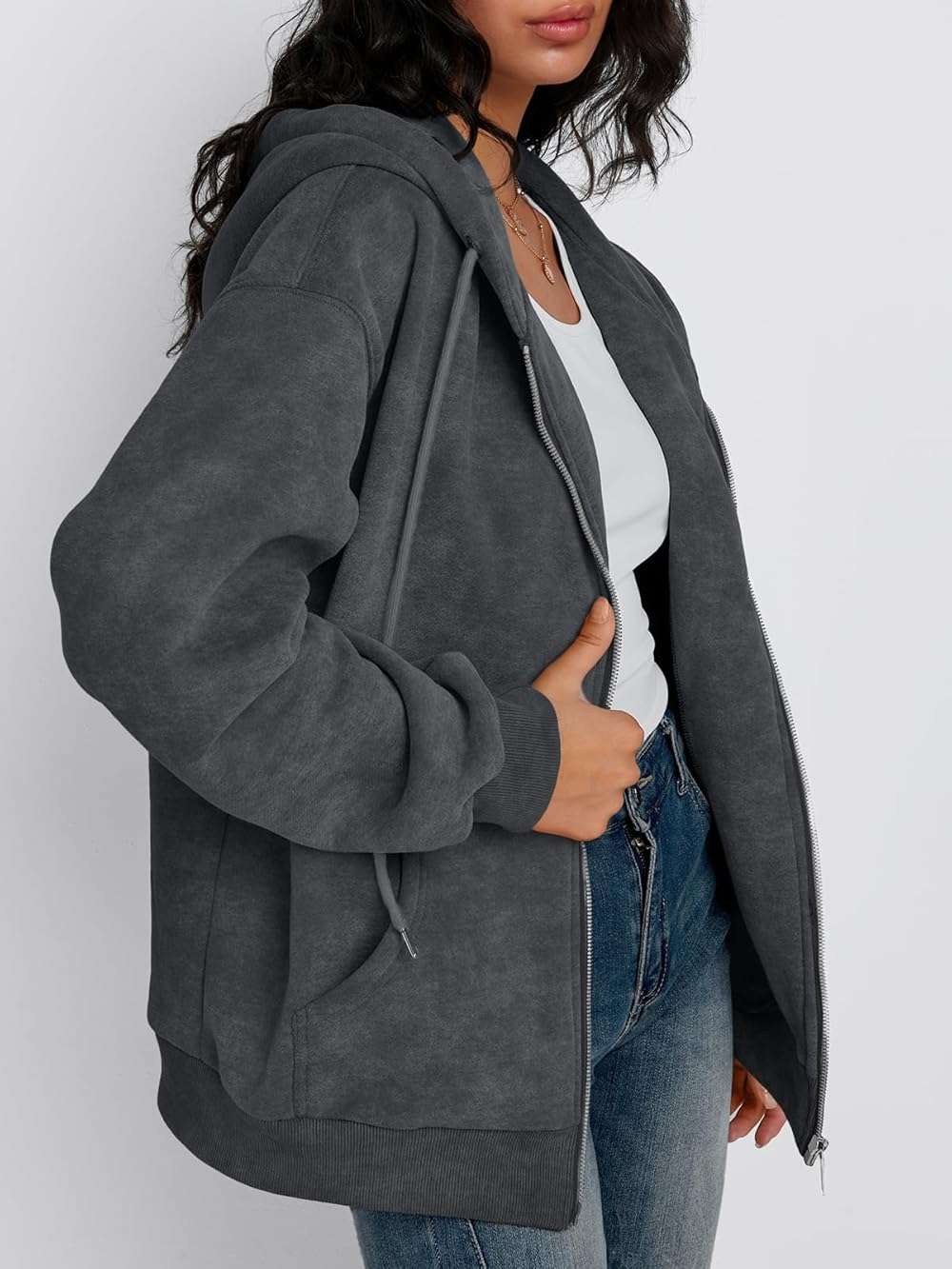 Trendy Queen Zip Up Hoodies for Women Oversized Acid Wash Sweatshirt Winter Fashion Jacket Cute Y2k Fall teen girls pullover - Image 3