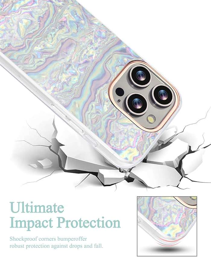 Compatible with iPhone 16 Pro Max Case for Women Girls, Slim Fit Glitter Cute Phone Case for iPhone 16 Pro Max with Pearl Phone Charm Lanyard Wrist Strap, Hard Protective Case 6.7 Inch Shiny White - Image 3