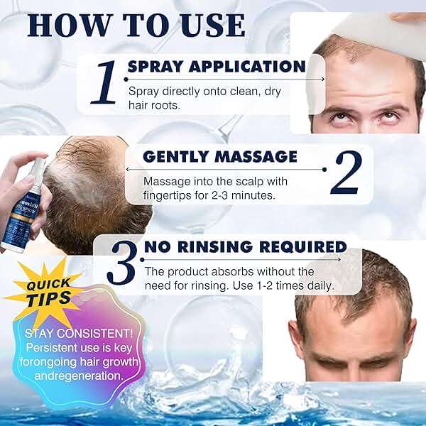 5% Minoxidil Hair Growth Spray Serum, Hair Regrowth Treatment for Men and Women, Strengthens and Thickens Hair for Fuller, Longer Results, Beard and Facial Hair Enhancer - Image 6