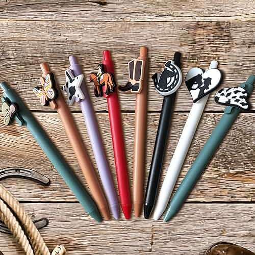 MHBEW Cute Western Pens 0.5mm Black Ink Fine Point Retractable Vintage Gel Pens Funny Aesthetic Cool Office School & Home Supplies Stationary for Women Cowboy Cowgirl Horse Lover Gifts - Image 2