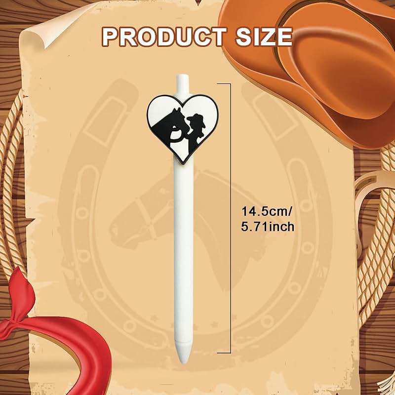 MHBEW Cute Western Pens 0.5mm Black Ink Fine Point Retractable Vintage Gel Pens Funny Aesthetic Cool Office School & Home Supplies Stationary for Women Cowboy Cowgirl Horse Lover Gifts - Image 3