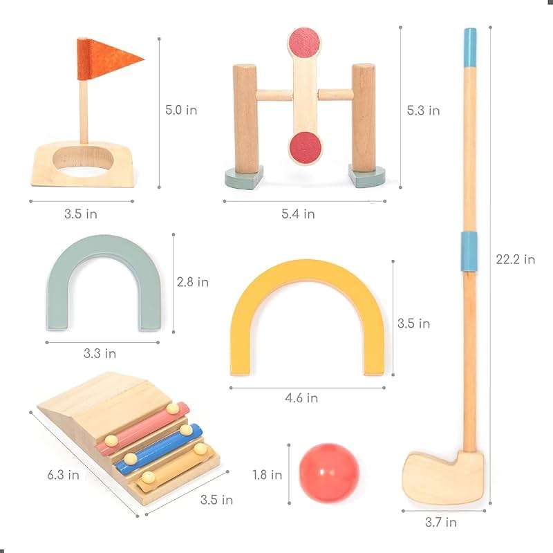 umu® Wooden Mini Golf Set for Kids – 6 Obstacles, Indoor and Outdoor Golf Toy with Balls and Clubs – Creative Learning Toy for Boys and Girls Ages 3 4 5 6 - Image 2