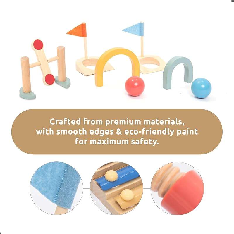 umu® Wooden Mini Golf Set for Kids – 6 Obstacles, Indoor and Outdoor Golf Toy with Balls and Clubs – Creative Learning Toy for Boys and Girls Ages 3 4 5 6 - Image 3