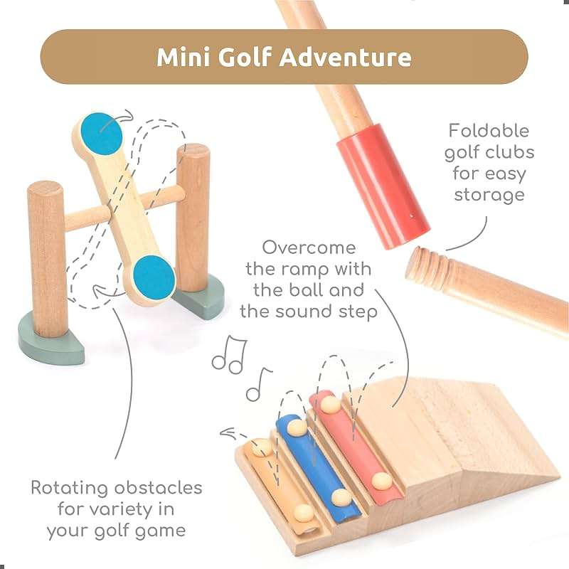 umu® Wooden Mini Golf Set for Kids – 6 Obstacles, Indoor and Outdoor Golf Toy with Balls and Clubs – Creative Learning Toy for Boys and Girls Ages 3 4 5 6 - Image 4