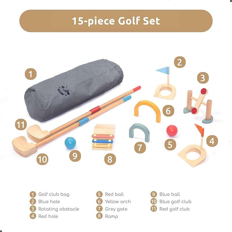 umu® Wooden Mini Golf Set for Kids – 6 Obstacles, Indoor and Outdoor Golf Toy with Balls and Clubs – Creative Learning Toy for Boys and Girls Ages 3 4 5 6 - Image 5