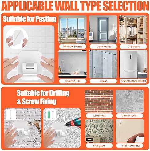 No Drill Curtain Rod Brackets No Drilling Holder 20lb - Renter Friendly Self Adhesive Hooks for Apartment Dorm Classroom Essentials Decor Hanging Drapes Rv Over Blinds Kitchen Bedroom Home - Image 7