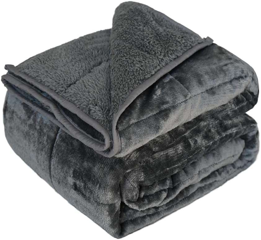 CZZZ Throw Sherpa Weighted Blanket 15 lbs - 60"x80" for Adults, Fleece Fluffy Fuzzy Cozy Plush Washable Heavy Blanket, Super Soft Warm for Queen Full Size Bed in Winter - Image 1