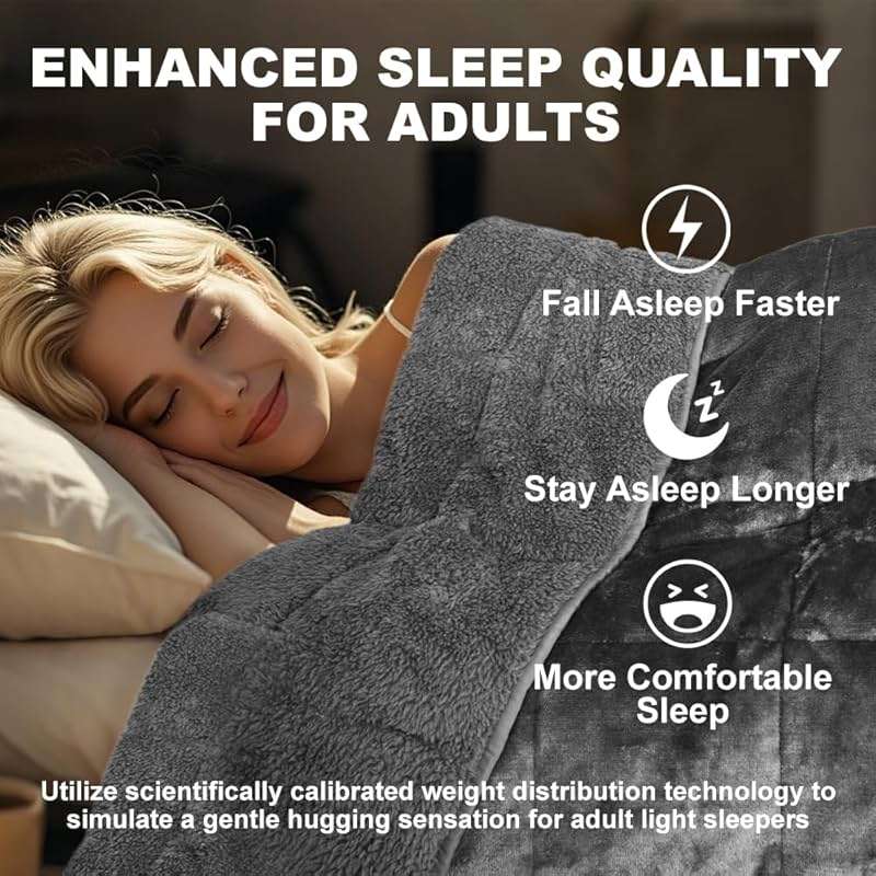 CZZZ Throw Sherpa Weighted Blanket 15 lbs - 60"x80" for Adults, Fleece Fluffy Fuzzy Cozy Plush Washable Heavy Blanket, Super Soft Warm for Queen Full Size Bed in Winter - Image 2