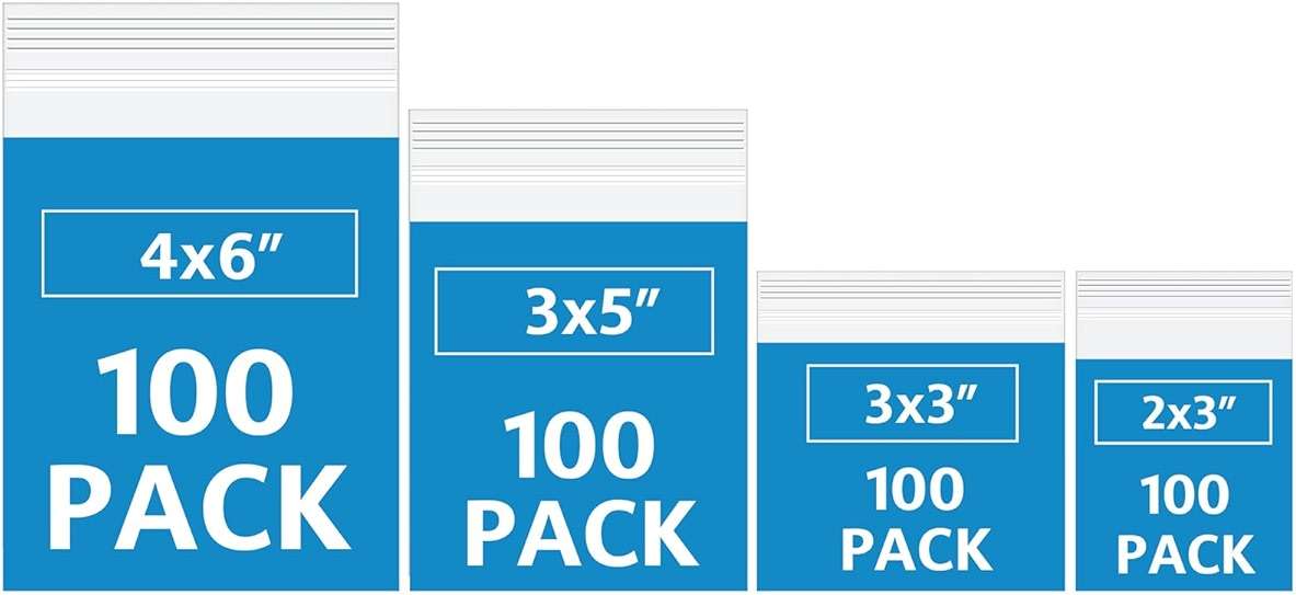 400 Pack Small Plastic Bags For Jewelry, Mini Baggies 4 Assorted Sizes. 2x3 3x3 3x5 4x6 Inch 2 Mil Thick Poly Zipper Lock Bags - Image 1