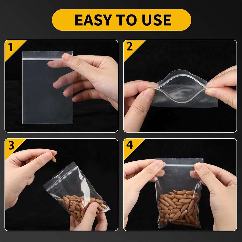 400 Pack Small Plastic Bags For Jewelry, Mini Baggies 4 Assorted Sizes. 2x3 3x3 3x5 4x6 Inch 2 Mil Thick Poly Zipper Lock Bags - Image 5