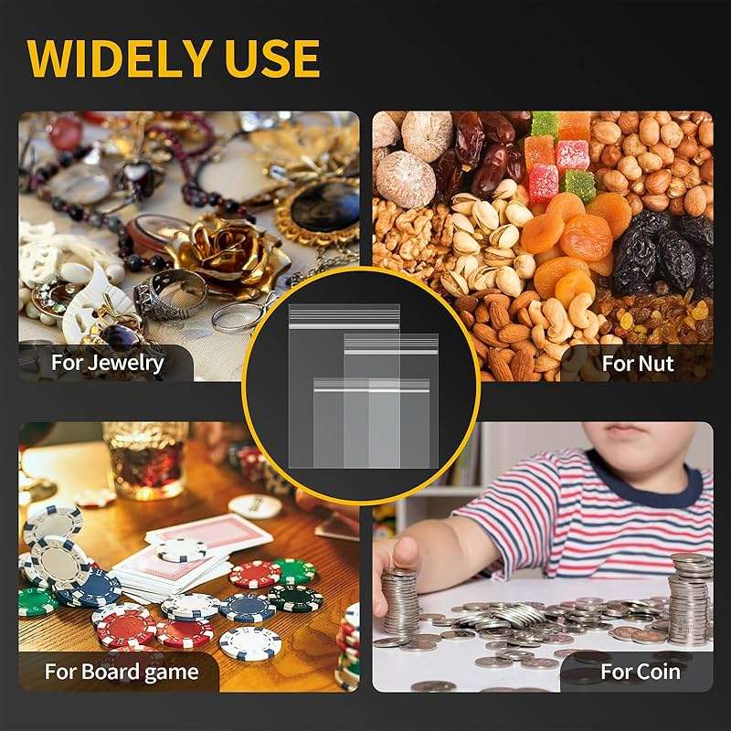 400 Pack Small Plastic Bags For Jewelry, Mini Baggies 4 Assorted Sizes. 2x3 3x3 3x5 4x6 Inch 2 Mil Thick Poly Zipper Lock Bags - Image 7