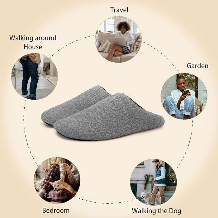 QFH Womens & Mens Cozy House Slippers - Portable Travel Shoes with Flexible Rubber Sole & Soft Velvet Lining - Image 5