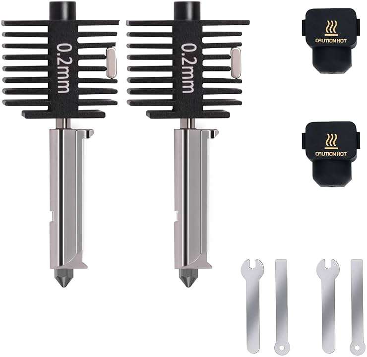 2PCS A1 Mini Upgrade Hotend Kit, 3D Printer Print Head Hot End Heating Block Kit with 0.2mm Hardened Steel Nozzle and Silicone Socks for Bambu Lab A1/A1 Mini - Image 1
