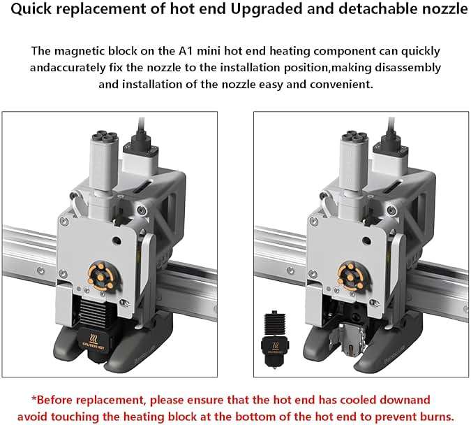 2PCS A1 Mini Upgrade Hotend Kit, 3D Printer Print Head Hot End Heating Block Kit with 0.2mm Hardened Steel Nozzle and Silicone Socks for Bambu Lab A1/A1 Mini - Image 3