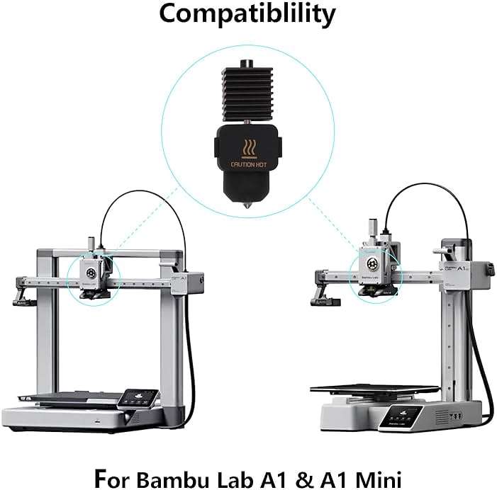 2PCS A1 Mini Upgrade Hotend Kit, 3D Printer Print Head Hot End Heating Block Kit with 0.2mm Hardened Steel Nozzle and Silicone Socks for Bambu Lab A1/A1 Mini - Image 6