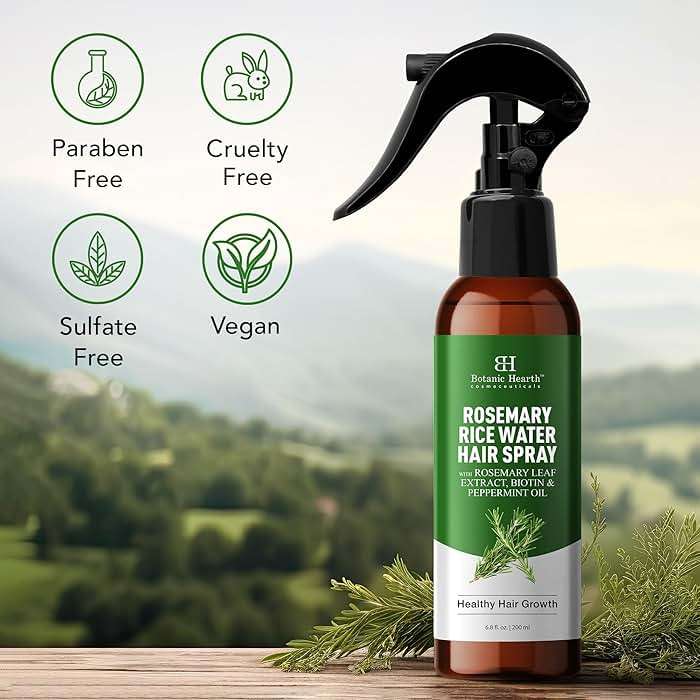 Botanic Hearth Rosemary & Rice Water Leave In Conditioner Spray for Hair Growth, 6.8 Fl Oz, Root Enhncer, Korean Scalp Treatment for Thinning Hair, Anti-Itch & Hair Strengthening Spray for Women & Men - Image 3
