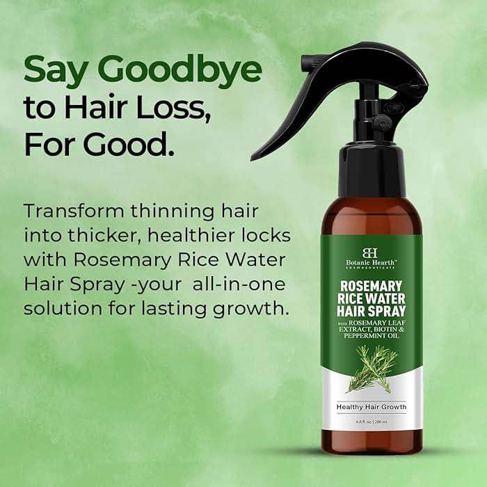Botanic Hearth Rosemary & Rice Water Leave In Conditioner Spray for Hair Growth, 6.8 Fl Oz, Root Enhncer, Korean Scalp Treatment for Thinning Hair, Anti-Itch & Hair Strengthening Spray for Women & Men - Image 4