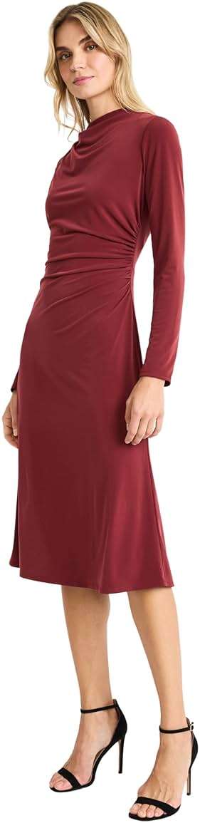 Maggy London Women's Long Sleeve Midi Dress with Draped Waist - Image 2