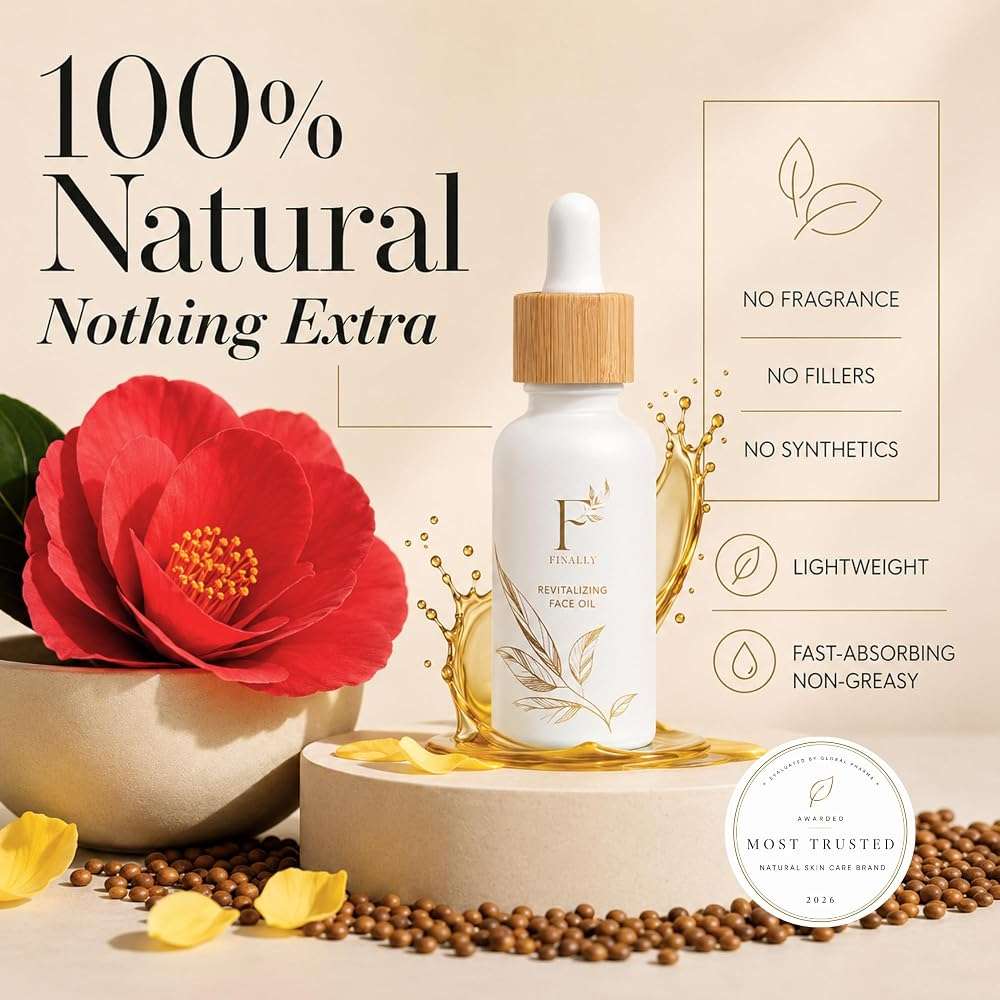 100% Organic Tsubaki Face Oil & Under-Eye Serum. Jojoba, Calendula, & Rice Bran - Hydrating & Brightening for Glowing Skin, Dark Spots & Even Skin Tone, Moisturizing Anti Aging Serum by Finally - Image 2