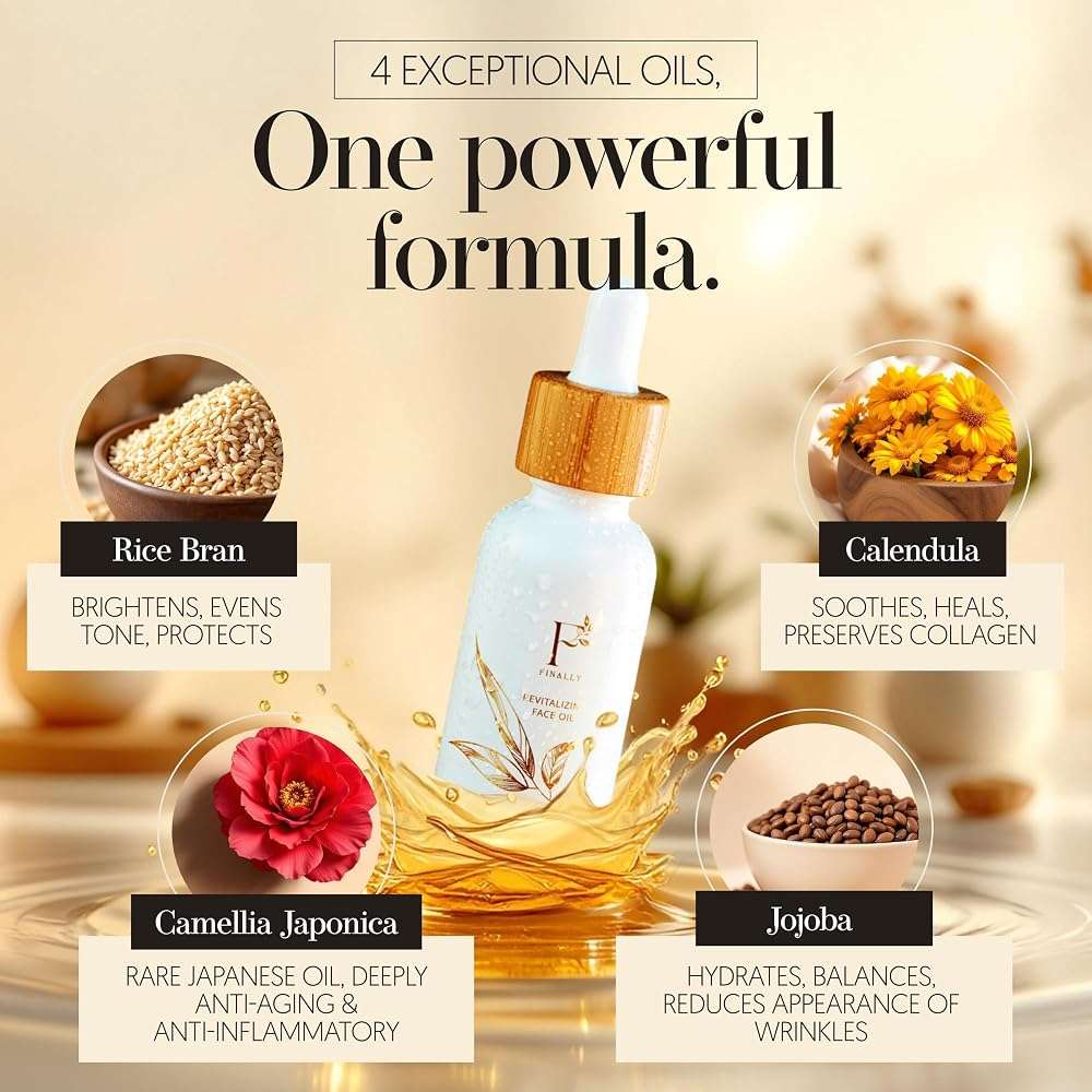 100% Organic Tsubaki Face Oil & Under-Eye Serum. Jojoba, Calendula, & Rice Bran - Hydrating & Brightening for Glowing Skin, Dark Spots & Even Skin Tone, Moisturizing Anti Aging Serum by Finally - Image 3