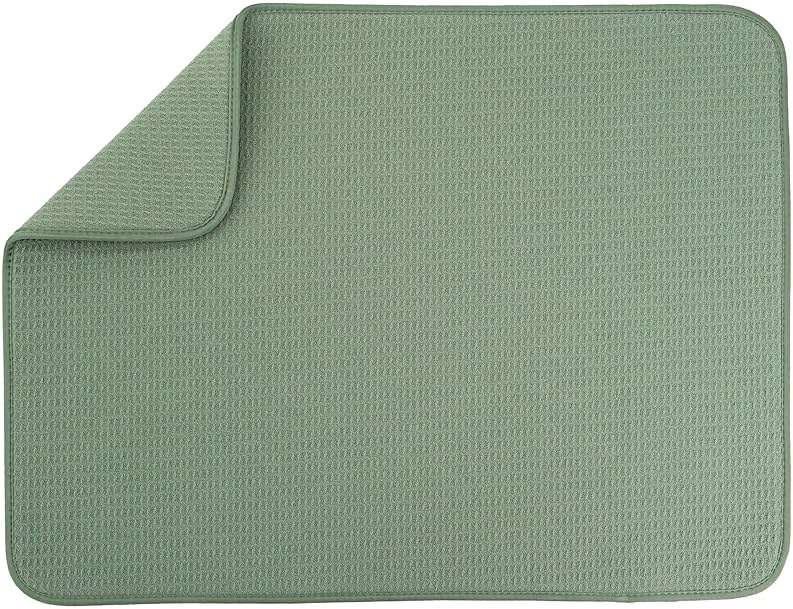 S&T INC. Dish Drying Mat XL, 18” x 24”, Absorbent Microfiber Kitchen Counter Mat, Dish Drying Pad for Dishes, Utensils, Pots and Pans, Extra Large, Sage Green - Image 1