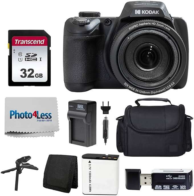 Kodak PIXPRO AZ528 16 MP Full HD Video Digital Camera (Black) with 52x Optical Zoom Bundle with Accessories Including Protective Camera Case, Battery & Charger, 32GB SD Card, Tripod and More - Image 1