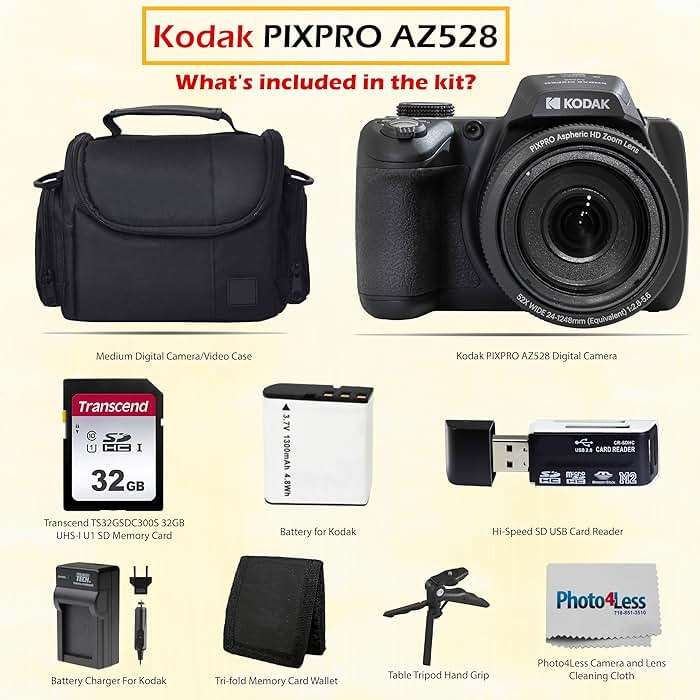 Kodak PIXPRO AZ528 16 MP Full HD Video Digital Camera (Black) with 52x Optical Zoom Bundle with Accessories Including Protective Camera Case, Battery & Charger, 32GB SD Card, Tripod and More - Image 2