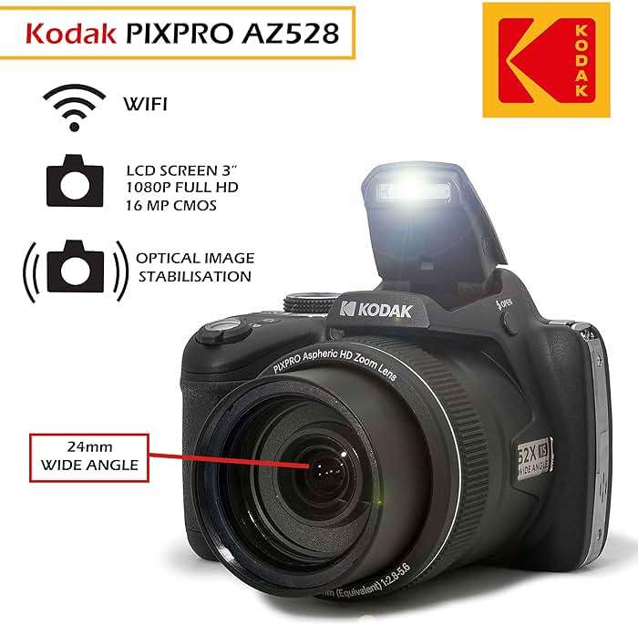 Kodak PIXPRO AZ528 16 MP Full HD Video Digital Camera (Black) with 52x Optical Zoom Bundle with Accessories Including Protective Camera Case, Battery & Charger, 32GB SD Card, Tripod and More - Image 4