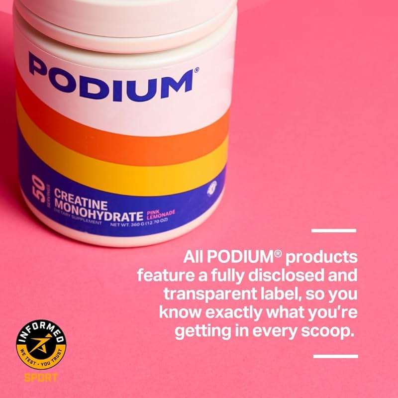 Podium Nutrition, Solos | Creatine Monohydrate, 50 Servings, Pink Lemonade, Boost Athletic Performance - Image 3
